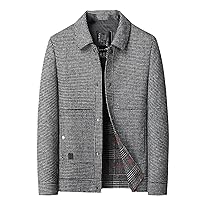 Wool Men's Jacket Autumn Winter Plaid Lapel Single-Breasted Double-Sided Woolen Jackets Male Outwear Coats