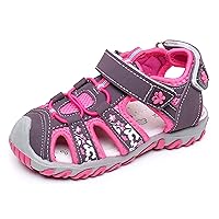 Apakowa Kids Girls Soft Sole Closed Toe Sandals Summer Shoes with Arch Support (Toddler/Little Kid)