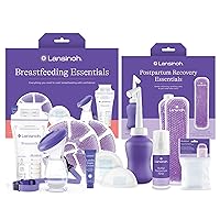 Lansinoh Breastfeeding Essentials and Postpartum Recovery Bundle, Includes Nipple Cream, Nursing Pads, Silicone Breast Pump, Breastmilk Storage Bags, Peri Bottle, Hot & Cold Postpartum Packs, and More