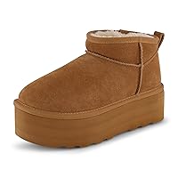 Women's Hippy Genuine Suede pull on platform boot +Memory Foam