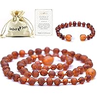 RAW Baltic Amber Necklace and Amber Bracelet - Natural Amber from Baltic Region, Genuine Amber (13in. and 5.5in.)