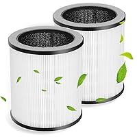 P60 Air Purifier Replacement Filters,Three-in-One Nylon Pre-Filter,True HEPA Filter,High-Efficiency Carbon Filter,P60-RF,White,Pack of 2.