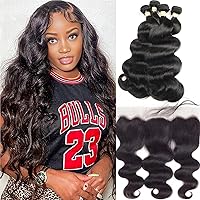 Body Wave Bundles with Free Part Frontal (32 30 28 26 +20 inch) Human Hair