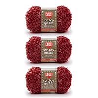 Red Heart Scrubby Sparkle Strawberry Yarn - 3 Pack of 85g/3oz - Polyester - 4 Medium (Worsted) - 174 Yards - Knitting/Crochet
