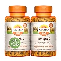 Sundown Turmeric Supplement, 500 mg, Supports Antioxidant Health, Twin Pack, 180 Capsules