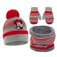 Disney Girls Toddler Winter Hat, Scarf & Mittens Set 2-4 Or Minnie Mouse Hat, Scarves & Kids Gloves Sets 4-7