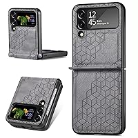 Flip Cases for Samsung Galaxy Z Flip 4, Premium PU Leather Ultra Slim Durable Protective Case for Samsung Galaxy Z Flip 4 5G Flip Cases (Color : Grey)