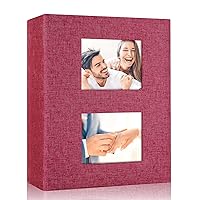 Red Linen 4x6 Photo Album, 200 Pockets, Holds 200 Photos