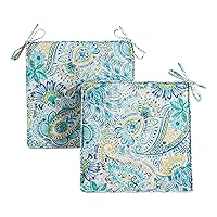 Greendale Home Fashions Outdoor 18-inch Square Reversible Seat Cushion, Paisley 2 Count