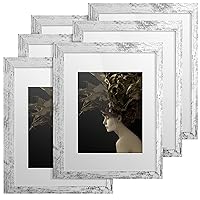TWING 16 x 20 Picture Frames Set of 6, Rustic White Gallery Wall Frames Display Pictures 11x14 with Mat or 16x20 Without Mat Poster frame Composite Wood, Ideal Valentine Gifts for Him/Her
