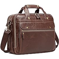 PU Leather Briefcases for Men Computer Bag Laptop Bag Waterproof Retro Business Travel Messenger Bag for Men Large 15.6 Inch, Perfect for Daily Use/Christmas (Brown)