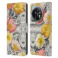 Head Case Designs Officially Licensed Micklyn Le Feuvre Collage of Flowers and Pattern Florals 2 Leather Book Wallet Case Cover Compatible with OnePlus 11 5G