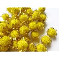 XiXiboutique 100pcs Pom Poms Glitter Poms Sparkle 1 Inch(25mm) Balls Cat Toy for Kittens-Yellow