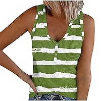 Women Knit Tank Tops Summer Casual Ribbed V Neck Sleeveless Basic Cami Top Slim Henley Button Down Blouses Camisole