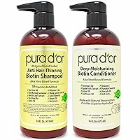 PURA D'OR Anti-Thinning Biotin Shampoo & Conditioner, CLINICALLY TESTED Proven Results, DHT Blocker Thickening Products For Women & Men, Color Treated Hair, Original Gold Label Hair Care Set, 16oz x2