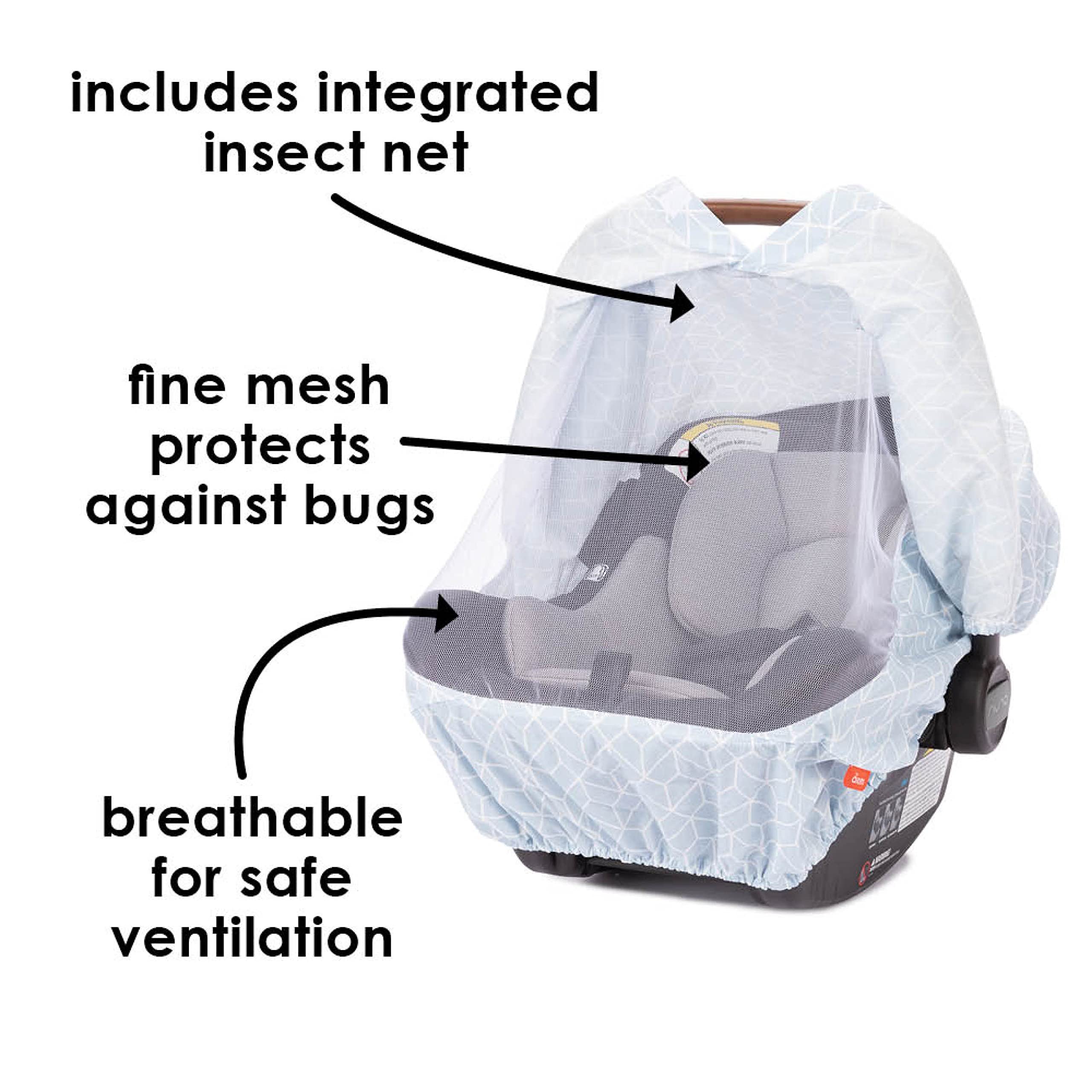 Diono Infant Car Seat Cover, Universal Weather Protection Canopy for Baby, Adjustable and Breathable with Insect Net, Blue