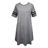 Gabby Skye Women's Round Neck Short Sleeve A-line Solid Jersey Knit Relaxed Dress