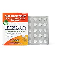 Boiron ThroatCalm Tablets for Pain Relief from Red, Dry, Scratchy, Sore Throats and Hoarseness - 60 Count