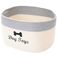 Morezi soft rope dog toy basket with handle, large dog bin, pet bed, pet toy box- Perfect for organizing pet toys, blankets, leashes - WhiteGrey