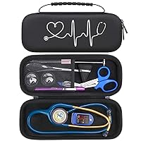 BOVKE Travel Stethoscope Case for 3M Littmann Classic III, Lightweight II S.E, MDF Acoustica Lightweight Stethoscopes, Mesh Pocket for Pen Lights, Medical Scissors, Nurse Accessories for Work, Black