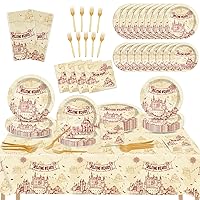 Wizard Party Supplies Welcome Wizard Party Decorations Wizard Tablecloth Sets Includes Magical Wizard Plates Wizard Theme Tablecloth Forks Napkins for Wizard Birthday Party Serves 24 Guests