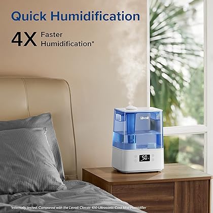 LEVOIT Classic300S Ultrasonic Smart Top Fill Humidifier, Extra Large 6L Tank for Whole Family, APP & Voice Control, Essential Oil Diffuser, Humidity Setting with Sensor, Quiet Sleep Mode, Night Light