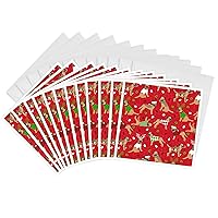 3dRose Greeting Cards - Border Terrier Christmas Dog Pattern - 12 Pack - Designs Dogs