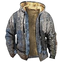 Men Winter Jacket Western Aztec Jacket Zip Up Sweashirts Fleece Sherpa Lined Winter Warm Lightweight Jacket Coat
