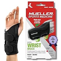 Mueller Sports Medicine Green Fitted Wrist Brace for Men and Women, Support and Compression for Carpal Tunnel Syndrome, Tendinitis, and Arthritis, Black