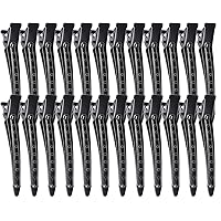 YGDZ Duck Billed Clips, 30pcs 3.5 inch Metal Alligator Curl Hair Clips with Holes, Duck clips for Hair, Hair Clips for Styling Sectioning, Hair Coloring, Pin Curl Clips for Hair Roller, Salon, Black