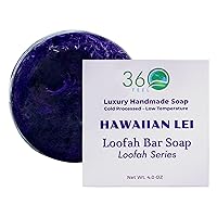 Hawaiian Lei Loofah Bar Soap - Handmade, Vegan & Cruelty-Free - Cleanse, Nourish, Exfoliate & Scrub - Safe for All Skin Types - Pamper Yourself or Gift to Loved Ones!