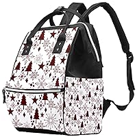 Pine Trees Snowflakes and Stars Diaper Bag Backpack Baby Nappy Changing Bags Multi Function Large Capacity Travel Bag