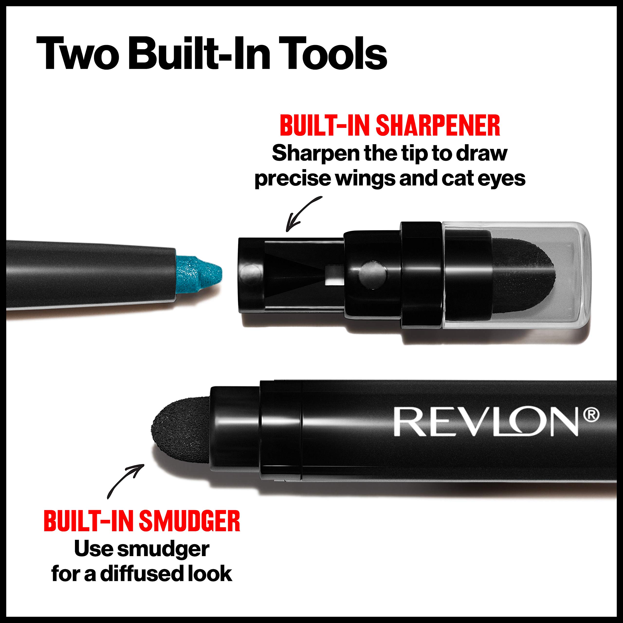 Revlon ColorStay Pencil Eyeliner with Built-in Sharpener, Waterproof, Smudgeproof, Longwearing Eye Makeup with Ultra-Fine Tip, 201 Black, 2 Pack