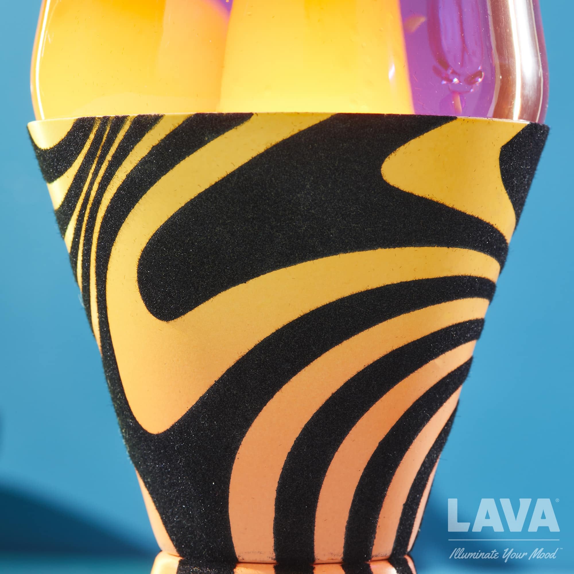 Lava Original Lamp 14.5'' Groovy Gradient Flocked Base - Yellow Wax and Purple Liquid - Home Décor Motion Lamp - 2015