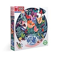 eeBoo: Piece and Love Still Life with Flowers 500 Piece Round Circle Jigsaw Puzzle, Puzzle for Adults and Families, Glossy, Sturdy Pieces and Minimal Puzzle Dust