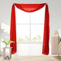Elegant Comfort Lightweight Sheer Voile Window Scarf Valance - 216 Inch Long - 1 Panel Long Sheer Curtain for Living Room, Event Decor, Bedroom, (1 Piece) 55