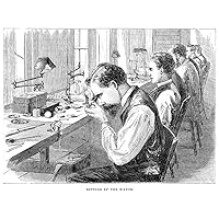 Watchmakers 1869 Nworkers Assembling The Parts of Pocket Watches at The Elgin National Watch Company Factory in Elgin Illinois Wood Engraving American 1869 Poster Print by (24 x 36)