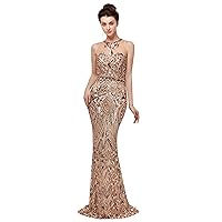 Women's Jewel Sequins Floor-Length Mermaid Evening Dress