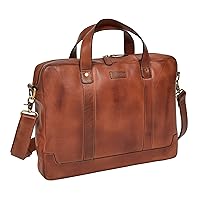 Real Soft Leather Satchel VINTAGE TAN Briefcase Quality Business Office Bag - Rio