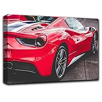 488 Race Car Wall Art Decor Picture Painting Poster Print on Canvas Panels Pieces - Sport Car Theme Wall Decoration Set - Car Wall Picture for Showroom Office 33 by 50 in