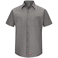 Red Kap Men's Short Sleeve Work Shirt with Mimix, Gray, Medium