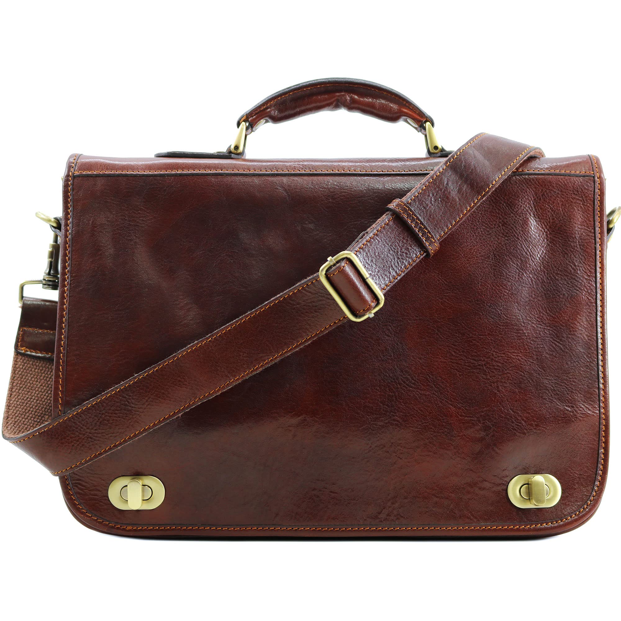 Floto Roma Leather Briefcase for Men Laptop Messenger Bag