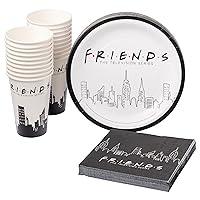 Silver Buffalo Friends New York Skyline Paper Plates Cups Napkins Party Pack Set, 60 Piece