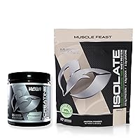Muscle Feast Isolate + Creatine Bundle: 1 Whey Protein Isolate (Vanilla, 2lb) + 1 Creatine Powder (Unflavored, 300g)| Premium Supplements, Vegetarian, Gluten Free