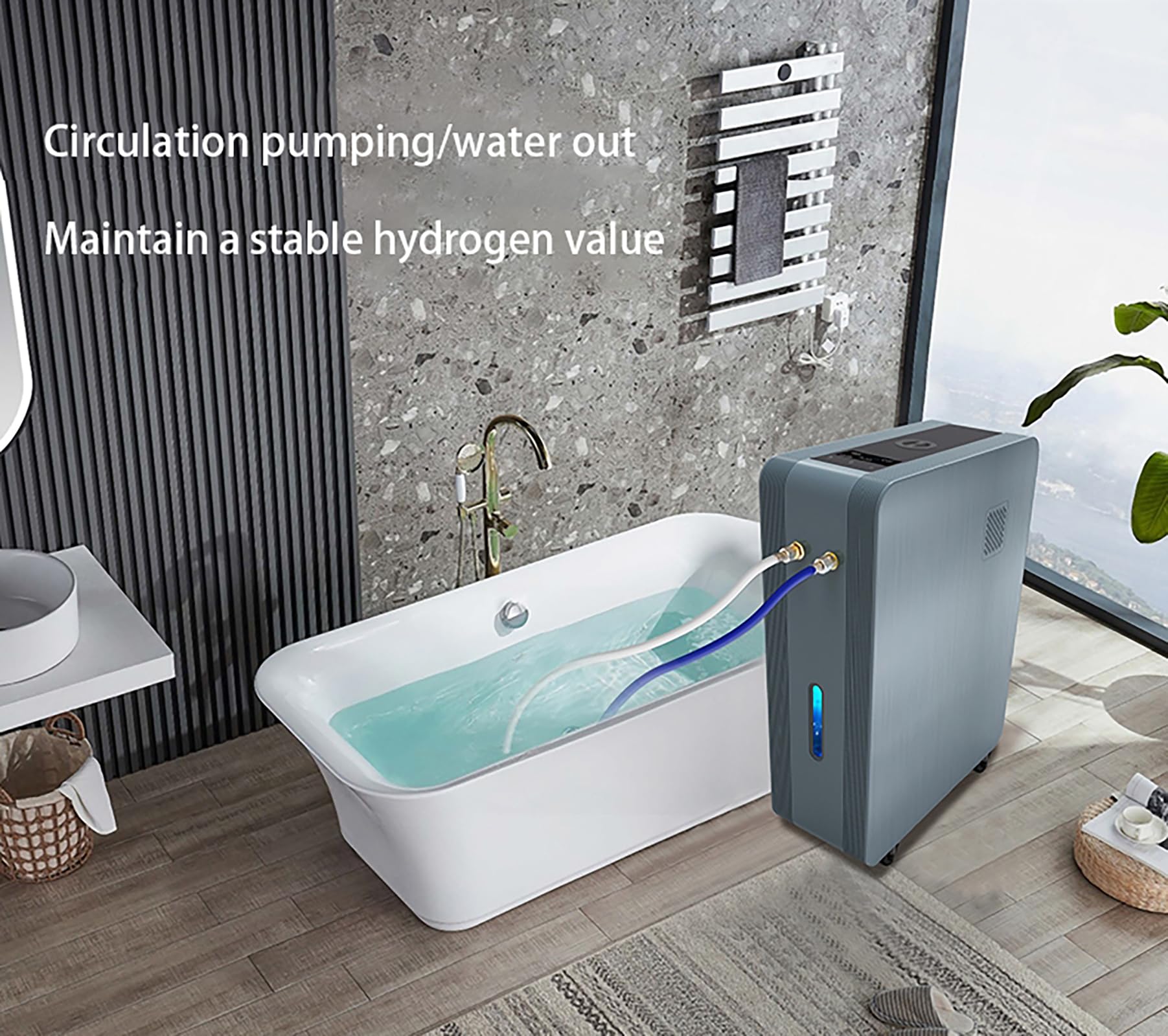 Aniwini Hydrogen Bath Machine, 3500ml/min, H2 Bubble Bath for Immune Support & Relaxation, 99.99% High Purity, Hydrotherapy Generator for Baths, Up to 2500PPB