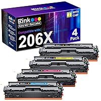 E-Z Ink (TM Compatible for HP-206X-Toner-Cartridge 4-Pack High-Yield Replacement for W2110X 206A to Use with HP Color Laserjet Pro MFP-M283fdw M283cdw Pro M255dw M283 M255 (Black Cyan Yellow Magenta)