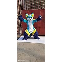 ORIGINAL PHOTO Huksy Dog Fursuit Fullsuit Teen Costumes Child Full Furry Suit Furries Anime Digitigrade Costume Bent Legs Angel Dragon, Black,blue,white, F99kkj458, S,M,L,XL,XXL,XXXL
