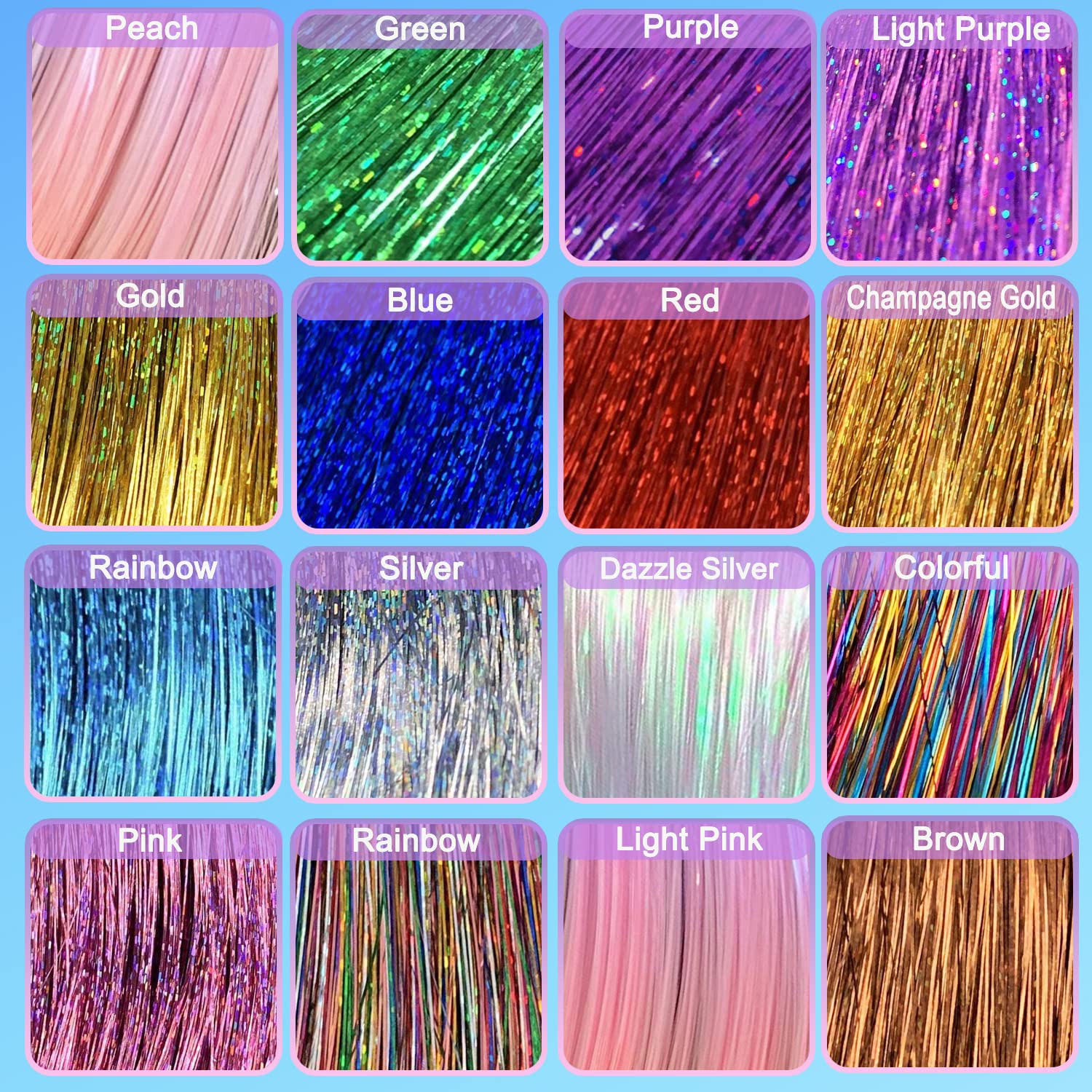Mua AMchoice Hair Tinsel Kit with Tools 16 Colors 3200 Strands Fairy Hair  Tinsel Heat Resistant Sparkling Shiny Tinsel Hair Extensions 48 Inch  Colorful Hair Tinsel strands Kit trên Amazon Mỹ chính hãng 2023 |  Giaonhan247