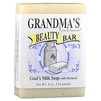 Grandma's Beauty Soap Bar - 4.0 oz Lavender Face & Body Wash with Moisturizing Goat's Milk & Soothing Oatmeal - 61127