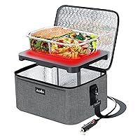 Aotto Portable Oven, 12V 24V 2-in-1 Car Food Warmer Mini Portable Microwave, Personal Heated Lunch Box Warmer for Work Reheating and Cooking Meals in Truck, Vehicle, Travel, Camping, Picnic, Grey